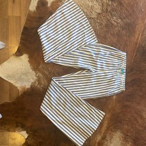 Turquoise Haven - women’s L blue & white striped wide leg flares